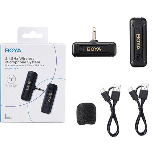  BOYA BY-WM3T2-M1 Mini Wireless Microphone System for Cameras and Smartphones (2.4 GHz)