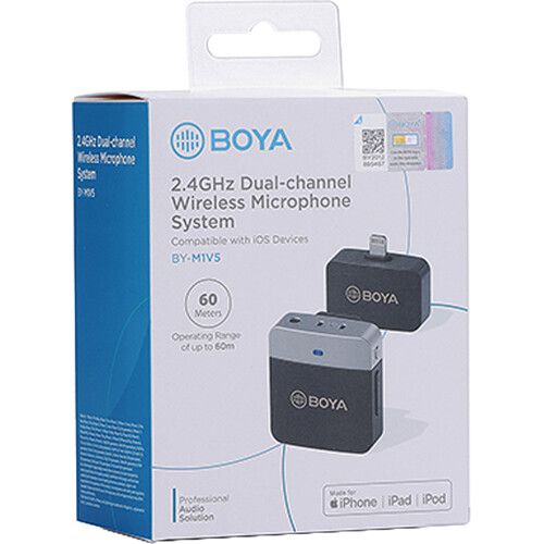  BOYA BY-M1V5 Wireless Microphone System with Lightning Connector for iOS Devices (2.4 GHz)