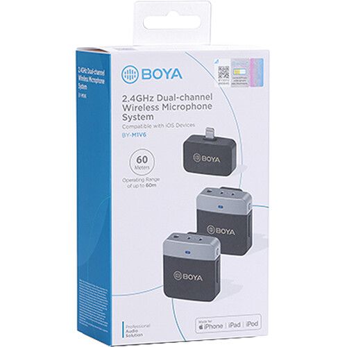  BOYA BY-M1V6 2-Person Wireless Microphone System with Lightning Connector for iOS Devices (2.4 GHz)