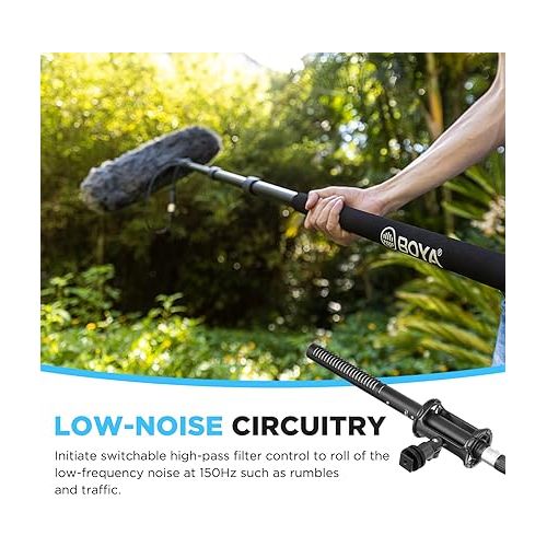  BOYA XLR Microphone BY-BM6060 Super-Cardioid Shotgun Condenser Microphone with 24 48V Phantom Power for Camera Film Interview ENG/EFP Outdoor Recording