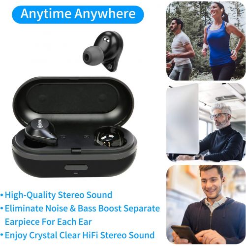  Bluetooth Earbuds, BOYA Headphones Wireless Earbuds 6H Cycle Playtime in-Ear Wireless Headphones Hi-Fi Stereo Sweatproof Earphones Sport Headsets Built-in Mic for Work/Running/Trav