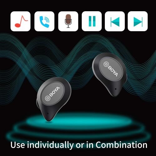  Bluetooth Earbuds, BOYA Headphones Wireless Earbuds 6H Cycle Playtime in-Ear Wireless Headphones Hi-Fi Stereo Sweatproof Earphones Sport Headsets Built-in Mic for Work/Running/Trav