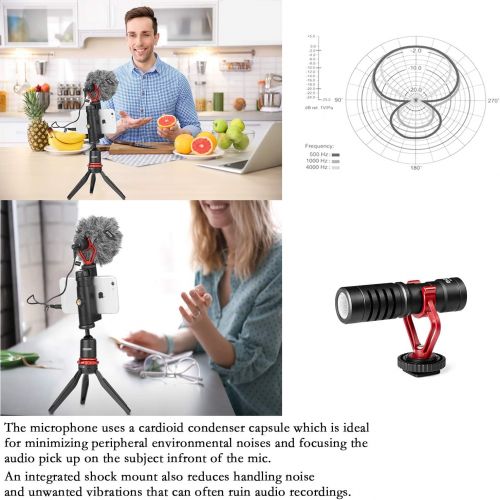  On-Camera Microphone, BOYA MM1 Universal Cardioid Mic for iPhone X 8 8 Plus 7 6 6s, DSLR, Tablets, Camera, Consumer, Camcorder, Audio Recorders