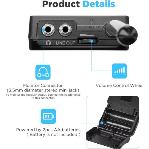  Professional Wireless Lavalier Mic, BOYA BY-WFM12 12-Channels VHF Transmitter and Receiver System for DSLR,Camera,Canon,Sony,Nikon,iOS,iPhone X 8 7 6 Smartphone,Panasonic,DV Camcor