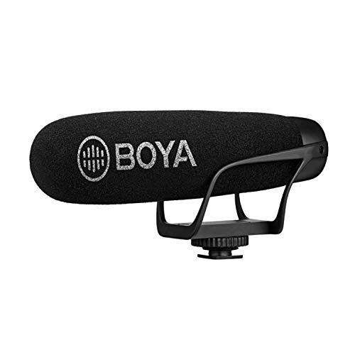  BOYA On Camera Shotgun Microphone Super-Cardioid Mic with TRS & TRRS Connectors Compatible with DSLR Camera Nikon Canon Camcorder iOS Android Smartphone Tablets PC Vlog YouTube Liv