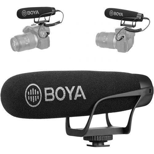  BOYA On Camera Shotgun Microphone Super-Cardioid Mic with TRS & TRRS Connectors Compatible with DSLR Camera Nikon Canon Camcorder iOS Android Smartphone Tablets PC Vlog YouTube Liv