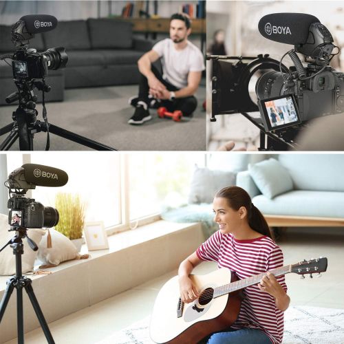  DSLR On-Camera Super-Cardioid Shotgun Microphone Broadcast, BOYA BY-BM3031 Condenser Interview Capacitive Microphone Camera Video Mic for Canon Nikon Sony DSLR Camcorder