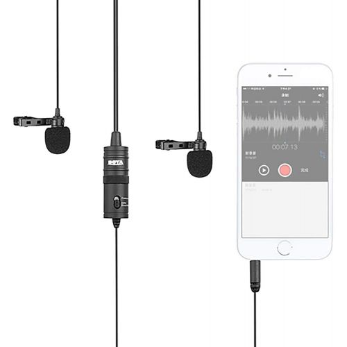  BOYA by-M1 Universal 2-Person Dual Omnidirectional Lavalier Microphone for Cameras, Smartphones, Tablets, Computers, Recorders & More, Black, (BY-M1DM)