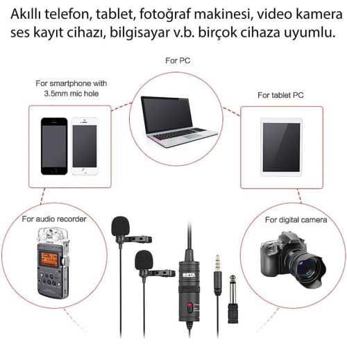  BOYA by-M1 Universal 2-Person Dual Omnidirectional Lavalier Microphone for Cameras, Smartphones, Tablets, Computers, Recorders & More, Black, (BY-M1DM)