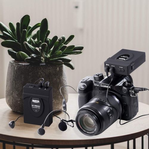  BOYA 2.4GHz Wireless Lavalier Microphone System Real-time Monitor Interphone Kit Compatible with DSLR Cameras, Camcorders, iPhone, Android Smartphones, and Tablets