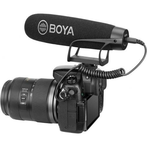  BOYA BY-BM2021 Electrit Super-Cardioid Directional Condenser Shotgun Video Microphone for Video and Interview Work with iPhone Smartphone Nikon Canon Sony DSLR Camera, Camcorder