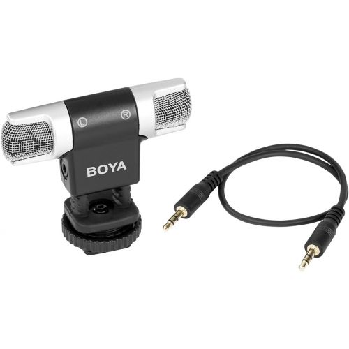  BOYA MM3 Compact Condenser Stereo Video Microphone Including Shock Mount, Foam & Deadcat Windscreens, Case Compatible with iPhone/Andoid Smartphones, Canon Nikon DSLR Cameras and C