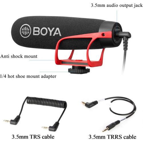  BOYA BY-BM2021 Shotgun-Mic Video Microphone Condenser On-Camera Mic for Smartphone DSLR Camera, Camcorder, Interview Broadcasting Live Stream Video Recording