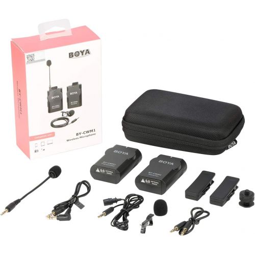  BOYA 2.4G Wireless Lavalier Microphone System Compatible with Android iPhone Tablet Canon Nikon Sony DSLR Camera Camcorder Video Recording Interview Podcast