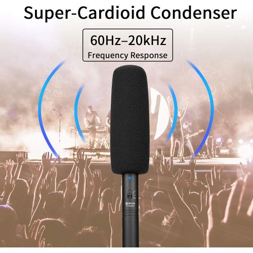  News Gathering Interview Shotgun Microphone XLR for Canon, BOYA BY-BM6060 Pro Broadcast-Quality Mic with Windscreen & Shock Mount for Canon 6D Nikon D800 Sony Camcorders YouTube Vi