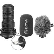 Boya BY-DM200 Plug in Microphone Digital Stereo Cardioid Condenser Microphone MFI Certified Superb Sound Plug and Play Directly Compatible with iOS iPhoneX XS 8 7 6 iPad iPod Stere