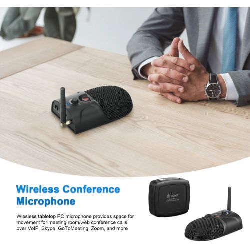  2.4GHz Wireless Conference Microphone, BOYA BY-BMW700 Omnidirectional USB Meeting Mic Table Top Desktop Microphone with 360° Pick Up Range Ideal for Video Conference, Seminars,Corp