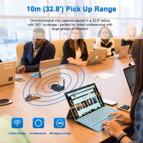  2.4GHz Wireless Conference Microphone, BOYA BY-BMW700 Omnidirectional USB Meeting Mic Table Top Desktop Microphone with 360° Pick Up Range Ideal for Video Conference, Seminars,Corp