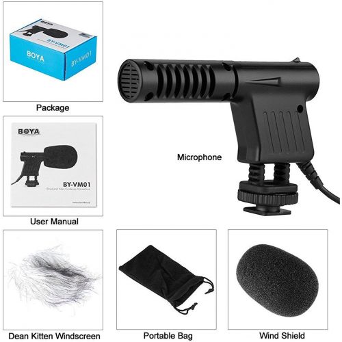  BOYA Microphone Directional Condenser Shotgun Mic with Integrated Shock Mount & Windshield Compatible with Nikon Sony Canon Camera DSLR Camcorder Video Recording