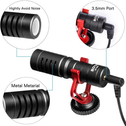  Boya by-MM1 Compact On Camera Shotgun Video Microphone YouTube Vlogging Facebook Livestream Recording Mic for iPhone Huawei Smartphone DJI Osmo Mobile Plus, for Canon Nikon Sony DS
