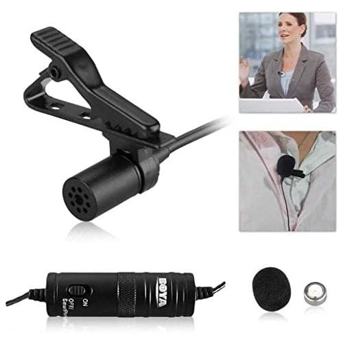  BOYA BY-M1 3.5mm Lavalier Condenser Microphone with Windscreen Windshield for iPhone 7 Plus Smartphones, Dslr, Recorder,Camcorders