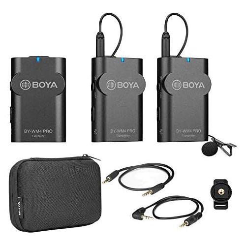  2.4GHz Wireless Lavalier Microphone System, BOYA Wireless Lapel Mic with Hard Case Compatible with DSLR Cameras, Camcorders, iPhone, Android Smartphones, and Tablets for YouTube Fa