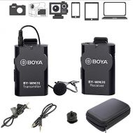 BOYA BY-WM2G Wireless Lavalier Microphone System Compatible with iPhoneX 8 8 Plus 7 6 Smartphone,Canon 6D 600D Nikon D800 D3300 Sony A7 A9 DSLR GoPro Hero4 Hero3 Hero3+ Action Came