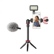 BOYA VG350 Smartphone Video Rig with Mini Tripod, Extension Tube, LED Light and Video Microphone Compatible with iPhone13 12 11, XS, and Android for YouTube, TIK Tok, Facebook, Vlo