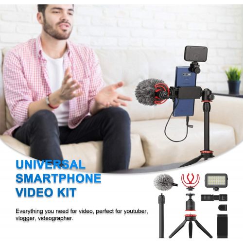  BOYA VG350 Smartphone Video Rig with Mini Tripod, Extension Tube, LED Light and Video Microphone Compatible with iPhone13 12 11, XS, and Android for YouTube, TIK Tok, Facebook, Vlo