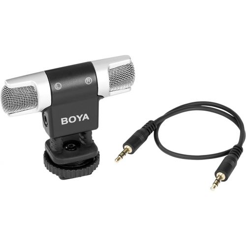  Boya BOYA BY-MM3 Mini Condenser Stereo Shotgun Microphone with Left and Right Channel for iPhone 8 8 plus 7 7 plus iPad Air Laptop Windows DSLR Camera Camcorders Podcast Micro Film