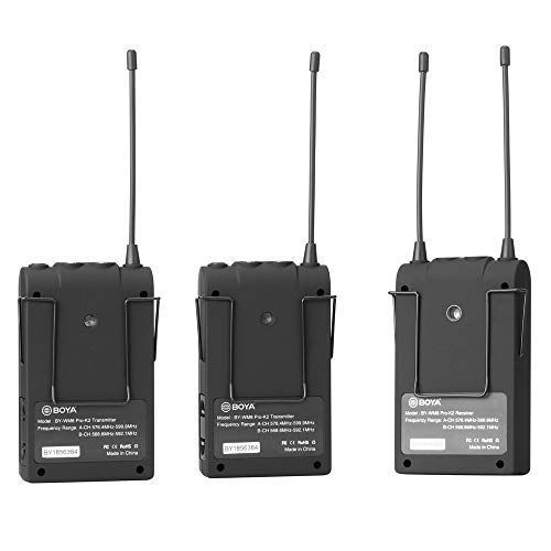  Boya BOYA BY-WM8 PRO K2 UHF Wireless Microphone System 2 Transmitter 1 Receiver Sound Transducer for DSLR Camera Canon Nikon Panasonic Sony ENG Broadcast Recording