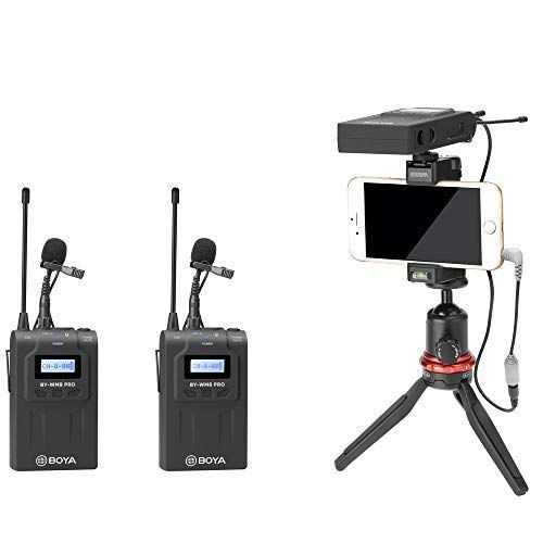  Boya BOYA BY-WM8 PRO K2 UHF Wireless Microphone System 2 Transmitter 1 Receiver Sound Transducer for DSLR Camera Canon Nikon Panasonic Sony ENG Broadcast Recording