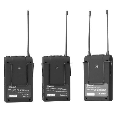  Boya BOYA BY-WM8 PRO K2 UHF Wireless Microphone System 2 Transmitter 1 Receiver Sound Transducer for DSLR Camera Canon Nikon Panasonic Sony ENG Broadcast Recording