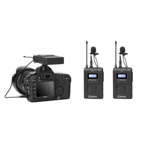  Boya BOYA BY-WM8 PRO K2 UHF Wireless Microphone System 2 Transmitter 1 Receiver Sound Transducer for DSLR Camera Canon Nikon Panasonic Sony ENG Broadcast Recording