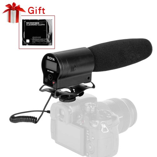  BOYA DMR7 Shotgun Condenser Microphone Broadcast Quality Including Integrated Flash Recorder & LCD Display Compatible with Canon Nikon Sony DSLR Cameras and Video Cameras