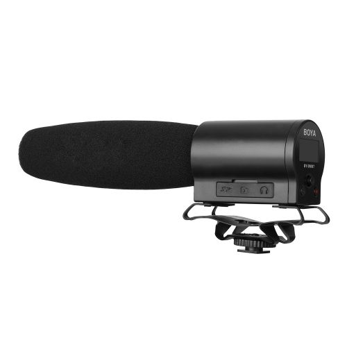  BOYA DMR7 Shotgun Condenser Microphone Broadcast Quality Including Integrated Flash Recorder & LCD Display Compatible with Canon Nikon Sony DSLR Cameras and Video Cameras