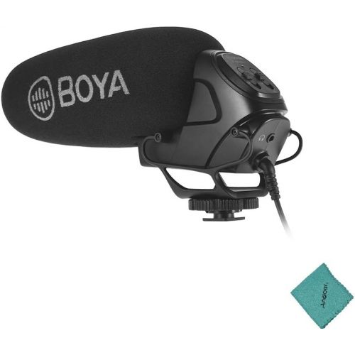  Boya BOYA BY-BM3031 On-Camera Shotgun Condenser Microphone Supercardioid 3-Level Gain Control Low-Cut Filter 3.5mm Plug with Windscreens Carry Pouch for DSLR Cameras Camcorders with And