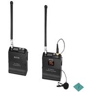 BOYA BY-WFM12 VHF Wireless Microphone System with Omni-Directional Lavalier Microphone 12 Switchable Frequencies 3.5mm Mini Jack for Smartphone DSLR Camera Camcorder with Andoer Cl