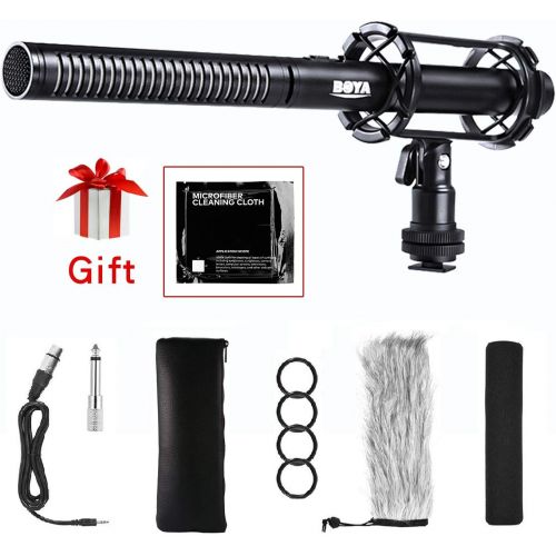  BOYA BY-PVM1000 Pro Broadcast-Quality Interview Shotgun Microphone with Foam Windscreen & Shock Mount 3 Pin XLR Output for Canon 6D Nikon D800 Sony Panasonic Camcorders