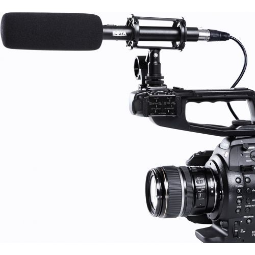  BOYA BY-PVM1000 Pro Broadcast-Quality Interview Shotgun Microphone with Foam Windscreen & Shock Mount 3 Pin XLR Output for Canon 6D Nikon D800 Sony Panasonic Camcorders