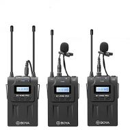 BOYA WM8 Pro-K2 UHF Wireless Lavalier Microphone System Audio Recorder with 2 Bodypack Transmitters, 1 Portable Receiver Compatible for Canon Nikon Sony Panasonic DSLR Camera,XLR C