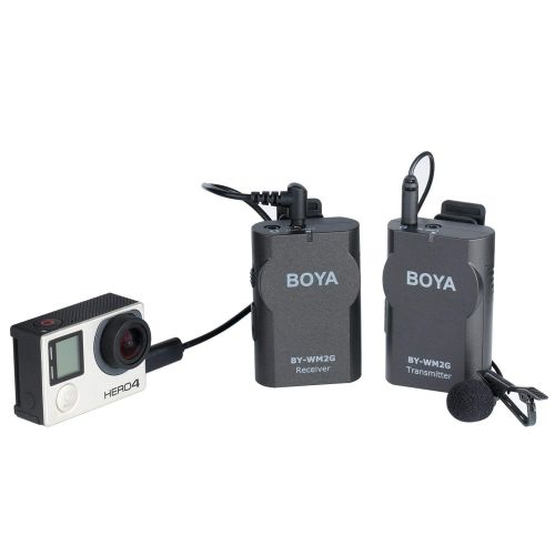  BOYA BY-WM2G Wireless Lavalier Microphone System Compatible with iPhoneX 8 8 Plus 7 6 Smartphone,Canon 6D 600D Nikon D800 D3300 Sony A7 A9 DSLR GoPro Hero4 Hero3 Hero3+ Action Came