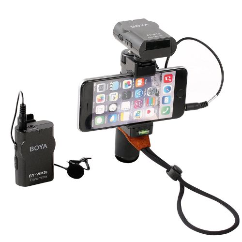  BOYA BY-WM2G Wireless Lavalier Microphone System Compatible with iPhoneX 8 8 Plus 7 6 Smartphone,Canon 6D 600D Nikon D800 D3300 Sony A7 A9 DSLR GoPro Hero4 Hero3 Hero3+ Action Came