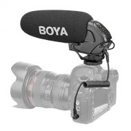 BOYA BY-BM3031 On-Camera Shotgun Condenser Microphone Mic Supercardioid 3-Level Gain Control Low-Cut Filter 3.5mm Plug with Windscreens Carry Pouch for DSLR Cameras Camcorders Audi