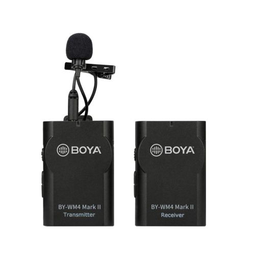  BOYA 2.4GHz Wireless Lavalier Lapel Mic, Omnidirectional Microphone System Audio Recording with Easy Clip On, 3.5mm Plug for Canon Nikon Sony DSLR Camera, Camcorder, iPhone Huawei