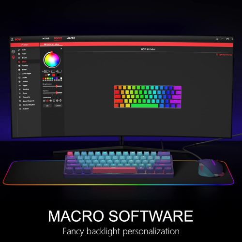  [아마존베스트]BOYI 61 Keys Mini Keyboard, 60% Size Mechanical Keyboard,PBT Joker Keycaps Wired Type-C Mechanical Gaming Keyboard,Cherry RGB MX Blue Switch Keyboard