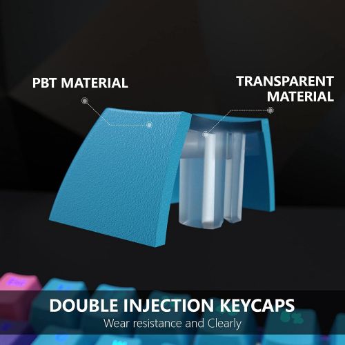  [아마존베스트]BOYI 61 Keys Mini Keyboard, 60% Size Mechanical Keyboard,PBT Joker Keycaps Wired Type-C Mechanical Gaming Keyboard,Cherry RGB MX Blue Switch Keyboard