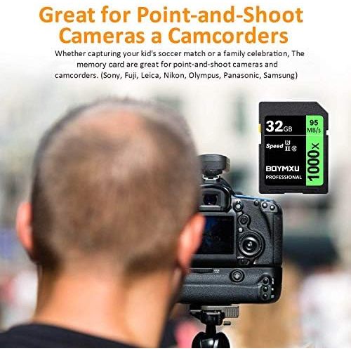  32GB Memory Card U3, BOYMXU Professional 1000 x Class 10 Card U3 Memory Card Compatible Computer Cameras and Camcorders, Camera Memory Card Up to 95MB/s, Green/Black