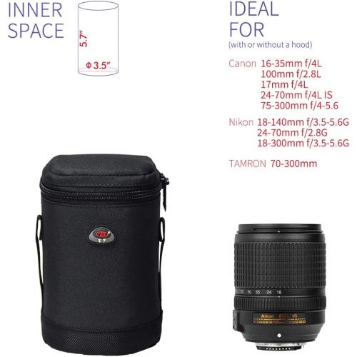  BPAULL Camera Lens Case DSLR Camera Lens Bag Fits for Canon Nikon Pentax Sony Olympus Panasonic and Other Camera Lens