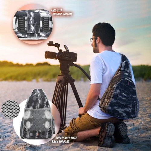  BPAULL DSLR Camera Bag Waterproof Camera Sling Backpack with Rain Cover Outdoor Travel Backpack Camera Bag Case for Laptop Canon Nikon Sony Pentax DSLR Cameras,Lens,Tripod and Accessories